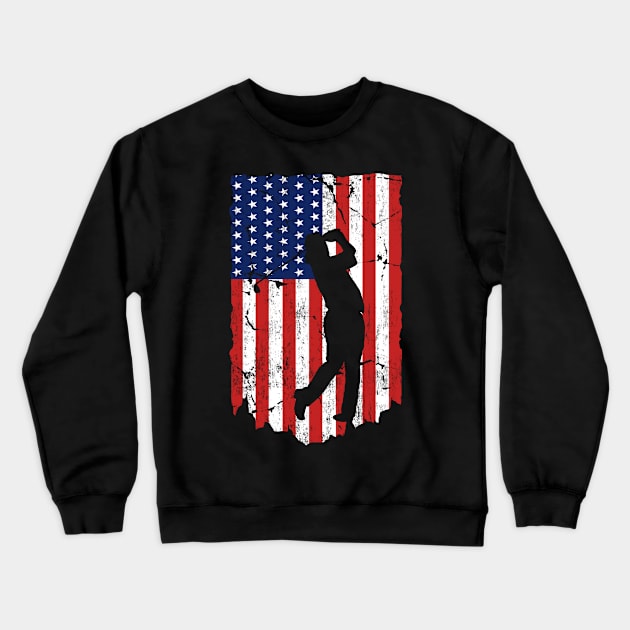 American Flag Golf 4th July Patriotic Golfer Crewneck Sweatshirt by binnacleenta